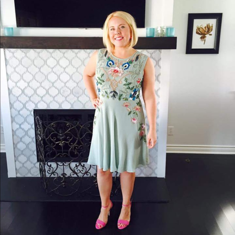 ASOS Frock and Frill mint beaded cocktail dress